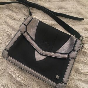 Botkier suede and metallic silver crossbody bag